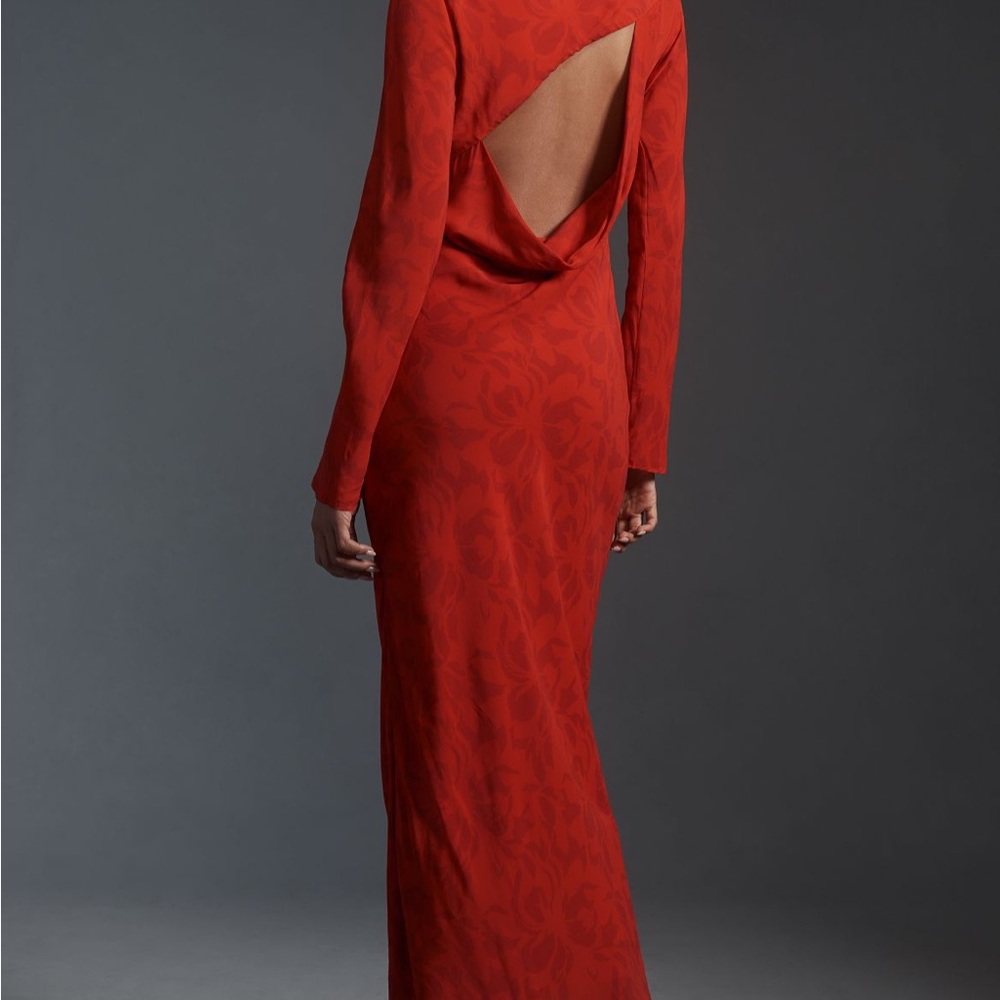 Anthropologie  Red Open-Back Dress